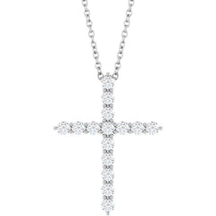 14K White Gold 1/2 CTW Natural Diamond Cross 16-18" Necklace
