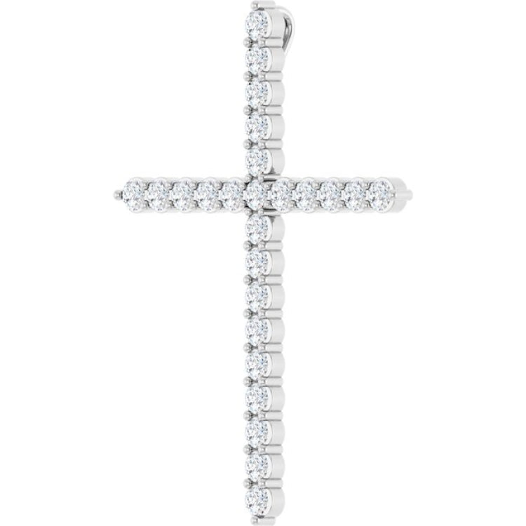Platinum 1 CTW Natural Diamond Cross Pendant