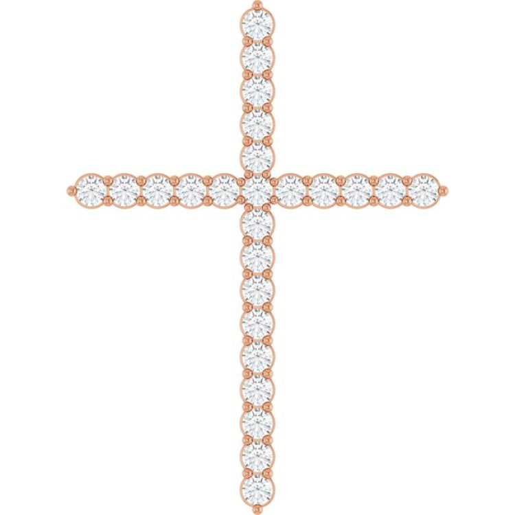 14K Rose Gold 1 CTW Natural Diamond Cross Pendant