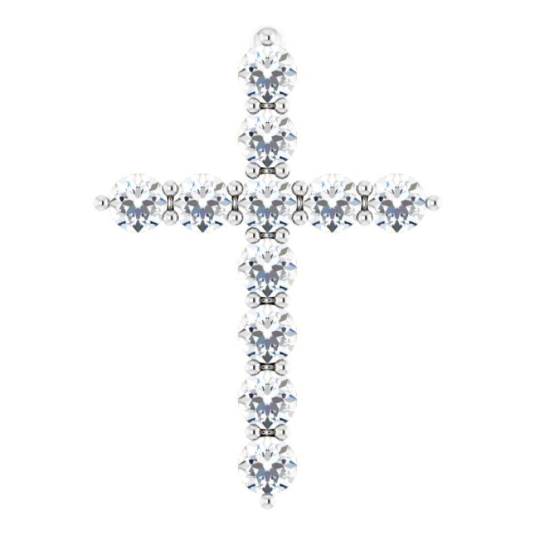 14K White Gold 1/4 CTW Lab-Grown Diamond Cross Pendant