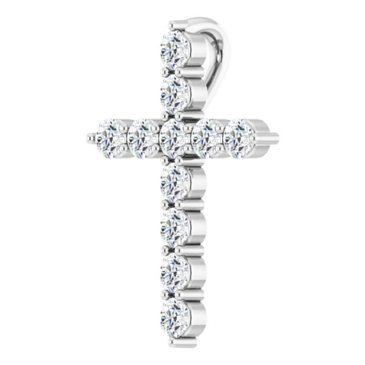 14K White Gold 1/4 CTW Lab-Grown Diamond Cross Pendant