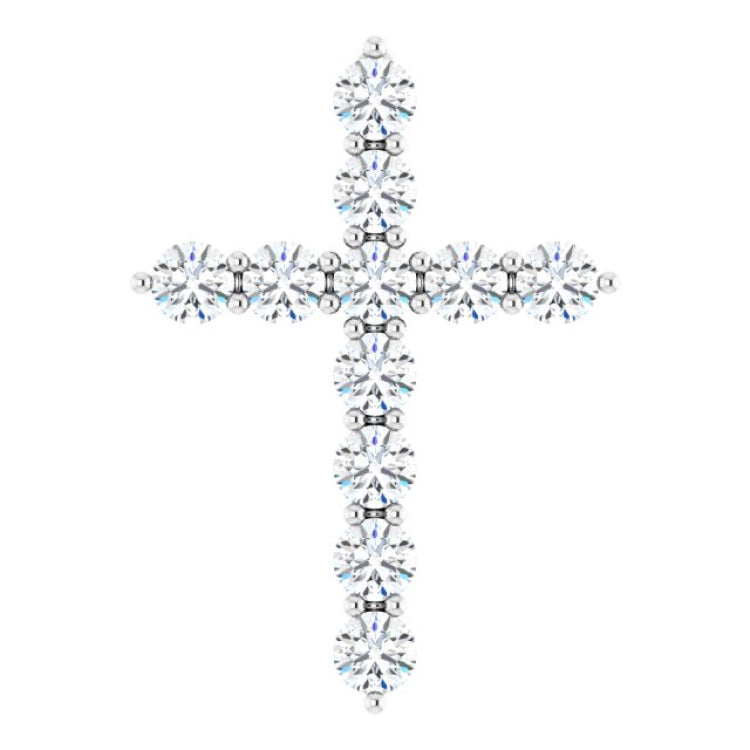 14K White Gold 3/8 CTW Lab-Grown Diamond Cross Pendant