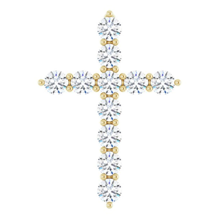 14K Yellow Gold 3/8 CTW Lab-Grown Diamond Cross Pendant
