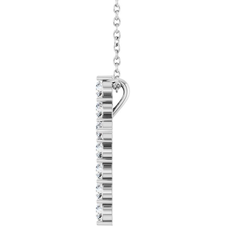 14K White Gold 3/8 CTW Lab-Grown Diamond Cross 16-18" Necklace
