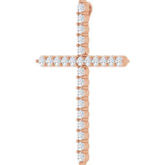 14K Rose Gold 1 CTW Lab-Grown Diamond Cross Pendant