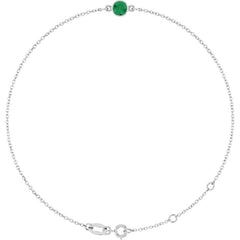 14K White Gold Natural Emerald 6 1/2-7 1/2" Bracelet