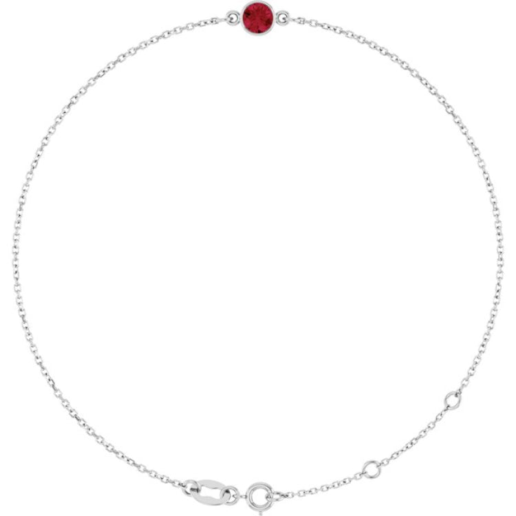 14K White Gold Lab-Grown Ruby 6 1/2-7 1/2" Bracelet