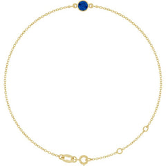 14K Yellow Gold Lab-Grown Blue Sapphire 6 1/2-7 1/2" Bracelet