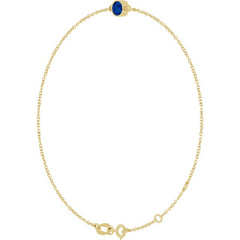 14K Yellow Gold Lab-Grown Blue Sapphire 6 1/2-7 1/2" Bracelet