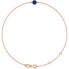 14K Rose Gold Natural Blue Sapphire 6 1/2-7 1/2" Bracelet