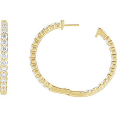 14K Yellow Gold 5 CTW Lab-Grown Diamond Inside-Outside Hinged 37.8 mm Hoop Earrings
