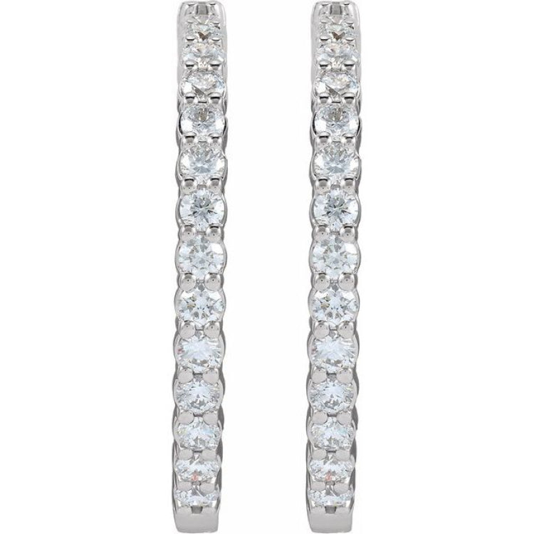 14K White Gold 5 CTW Lab-Grown Diamond Inside-Outside Hinged 37.8 mm Hoop Earrings
