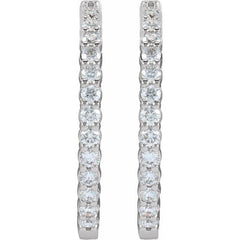 14K White Gold 5 CTW Lab-Grown Diamond Inside-Outside Hinged 37.8 mm Hoop Earrings