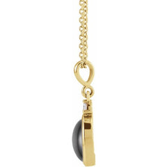 14K Yellow Gold 12x10 mm Natural Black Onyx & .03 CT Natural Diamond 16-18" Necklace
