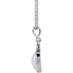 Platinum 9x7 mm Natural White Opal & .03 CT Natural Diamond 16-18" Necklace
