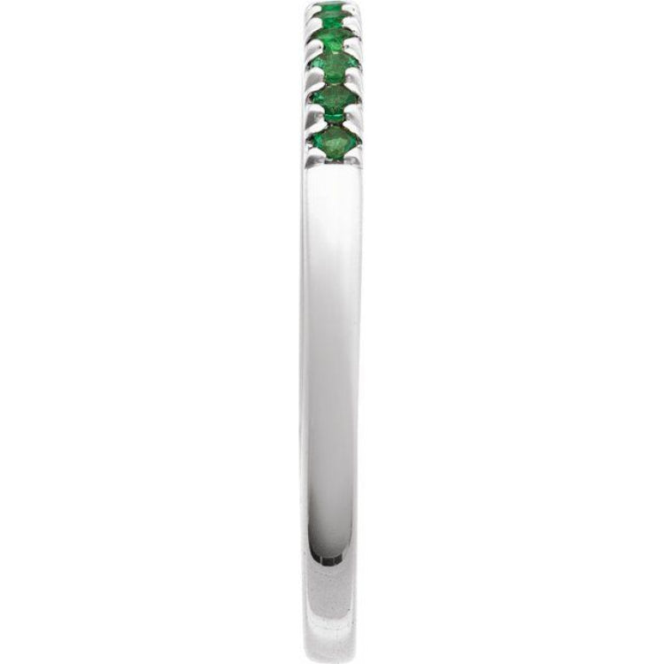 Sterling Silver Lab-Grown Emerald Stackable Ring