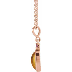 14K Rose Gold 8x6 mm Natural Citrine & Natural Pink Tourmaline 16-18" Necklace