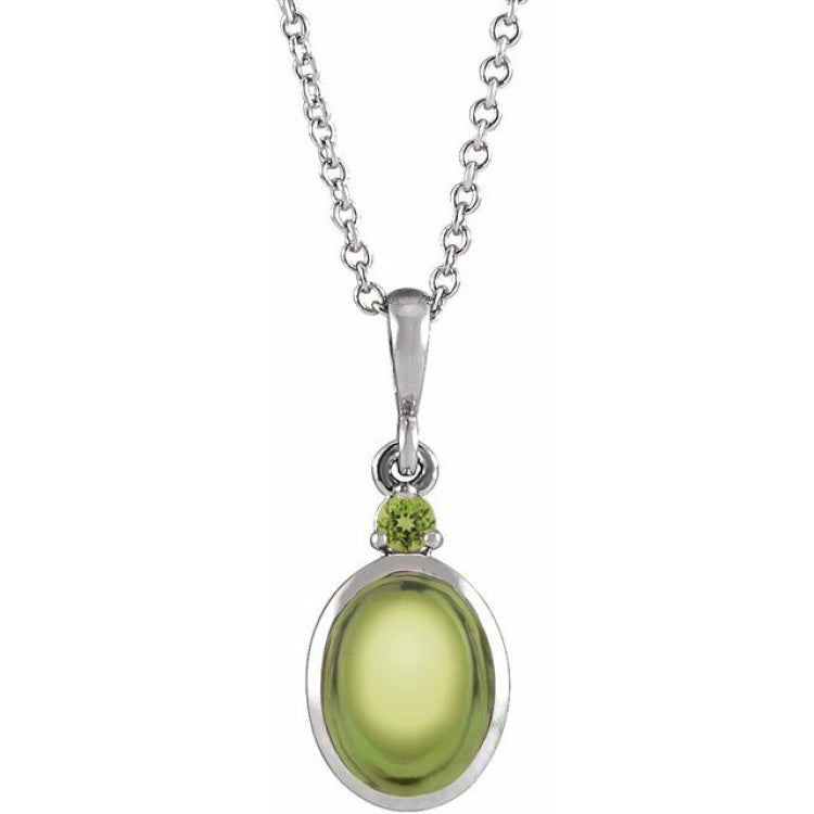 Sterling Silver 5x3 mm Natural Peridot 16-18" Necklace