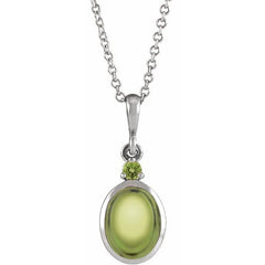 Sterling Silver 5x3 mm Natural Peridot 16-18" Necklace
