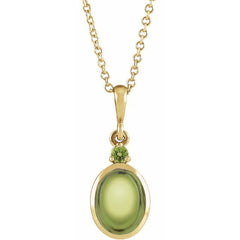 14K Yellow Gold 6x4 mm Natural Peridot 16-18" Necklace