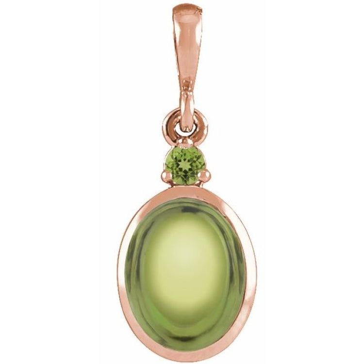 14K Rose Gold 6x4 mm Natural Peridot Pendant