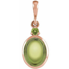 14K Rose Gold 6x4 mm Natural Peridot Pendant