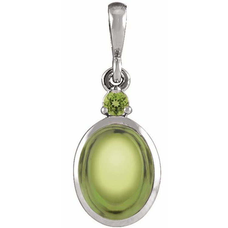 Platinum 8x6 mm Natural Peridot Pendant