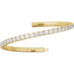 14K Yellow Gold 3 CTW Natural Diamond  Flexible Bangle 7" Bracelet