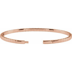 14K Rose Gold 3 CTW Natural Diamond  Flexible Bangle 7" Bracelet