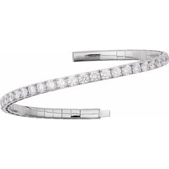 14K White Gold 5 CTW Natural Diamond  Flexible Bangle 7" Bracelet