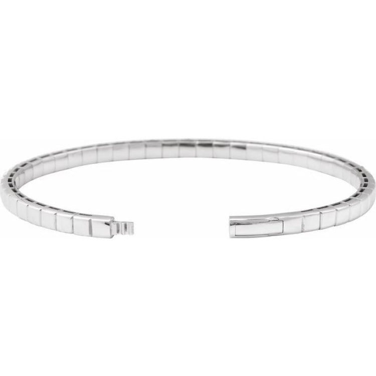 14K White Gold 5 CTW Natural Diamond  Flexible Bangle 7" Bracelet