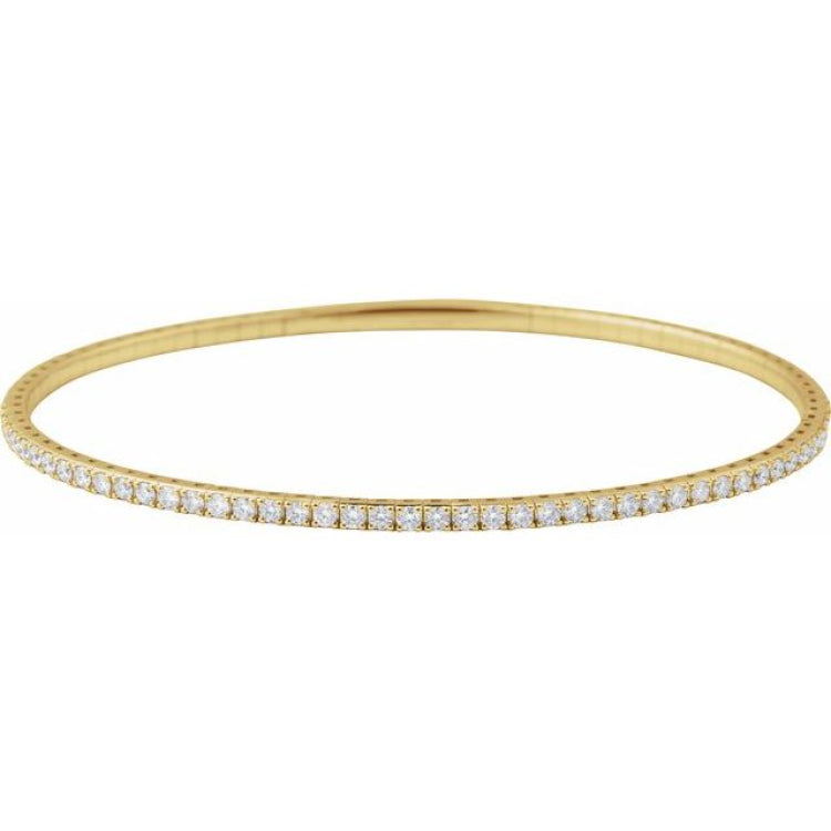 14K Yellow Gold 1 CTW Lab-Grown Diamond  Flexible Bangle 7" Bracelet