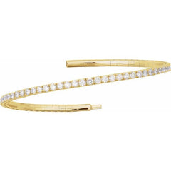 14K Yellow Gold 1 CTW Lab-Grown Diamond  Flexible Bangle 7" Bracelet