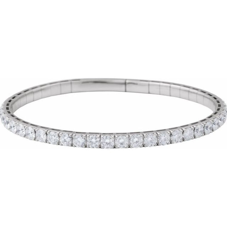 14K White Gold 5 CTW Lab-Grown Diamond  Flexible Bangle 7" Bracelet