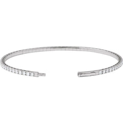 14K White Gold 3 CTW Natural Diamond Flexible Bangle 7" Bracelet