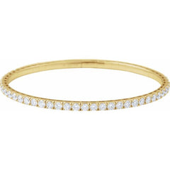 14K Yellow Gold 5 CTW Natural Diamond Flexible Bangle 7" Bracelet