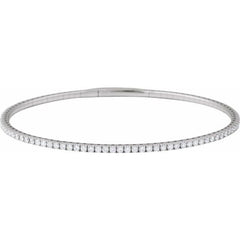 14K White Gold 2 CTW Lab-Grown Diamond Flexible Bangle 7" Bracelet