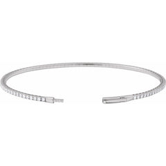 14K White Gold 2 CTW Lab-Grown Diamond Flexible Bangle 7" Bracelet