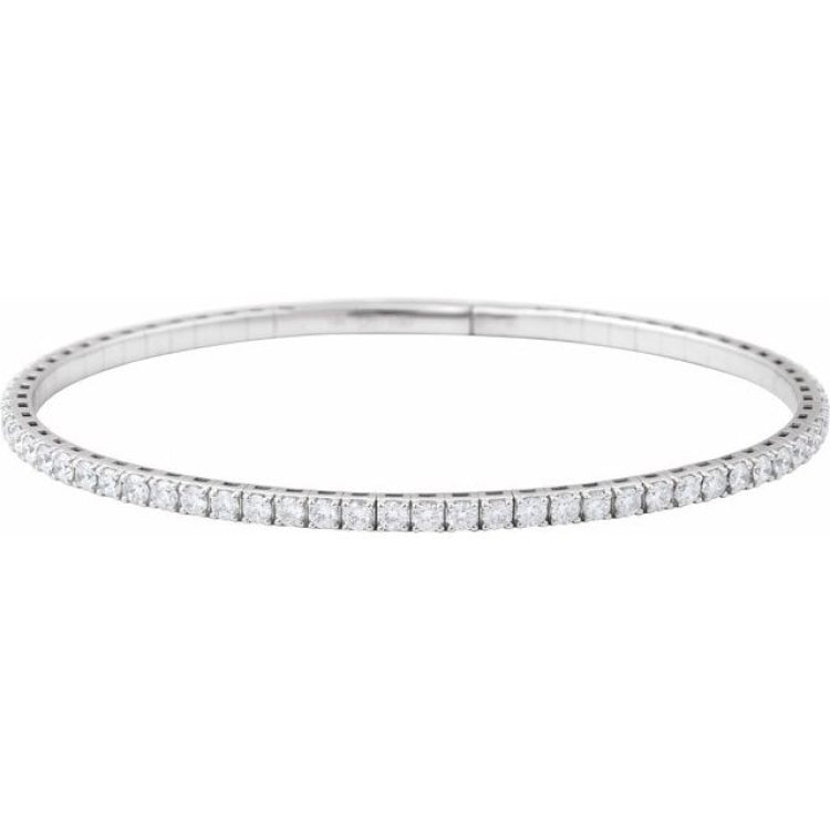 14K White Gold 3 CTW Lab-Grown Diamond Flexible Bangle 7" Bracelet