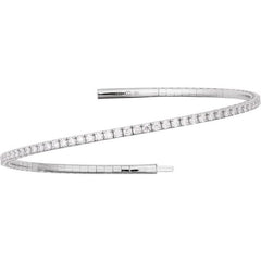 14K White Gold 3 CTW Lab-Grown Diamond Flexible Bangle 7" Bracelet