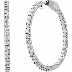 14K White Gold 5 CTW Lab-Grown Diamond Inside-Outside 41.5 mm Hinged Hoop Earrings