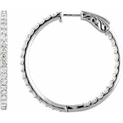 14K White Gold 6 1/2 CTW Lab-Grown Diamond Inside-Outside 51 mm Hinged Hoop Earrings