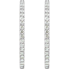 14K White Gold 6 1/2 CTW Lab-Grown Diamond Inside-Outside 51 mm Hinged Hoop Earrings