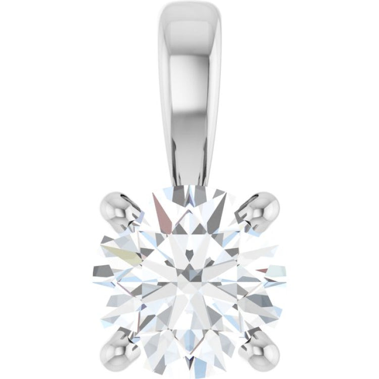 14K White Gold 1/3 CT Natural Diamond Pendant