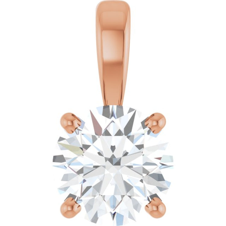 14K Rose Gold 3/4 CT Natural Diamond Pendant