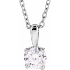 14K White Gold 1/3 CT Natural Diamond 18" Necklace