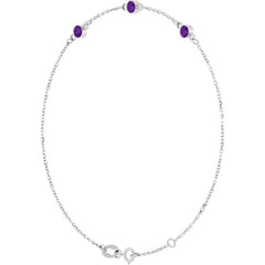 14K White Gold Natural Amethyst Bezel-Set 3-Stone 6 1/2-7 1/2" Bracelet