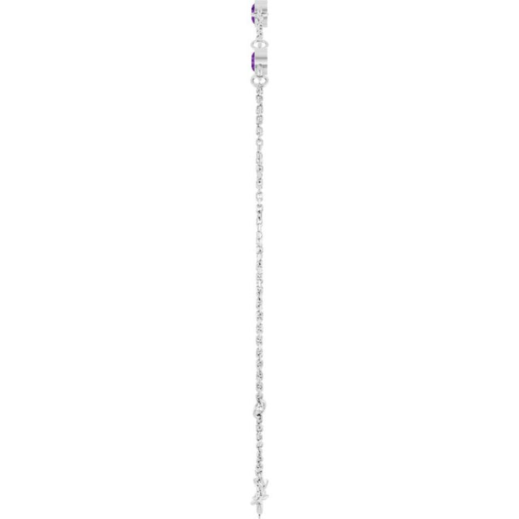 14K White Gold Natural Amethyst Bezel-Set 3-Stone 6 1/2-7 1/2" Bracelet