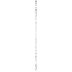 14K White Gold Natural Amethyst Bezel-Set 3-Stone 6 1/2-7 1/2" Bracelet