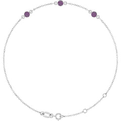 14K White Gold Lab-Grown Alexandrite Bezel-Set 3-Stone 6 1/2-7 1/2" Bracelet